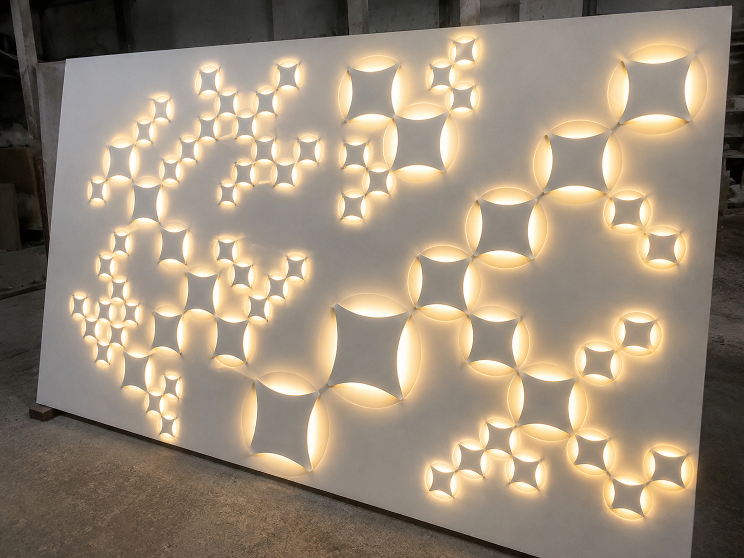 Backlit Geometric Petal CNC Wall Panel Design