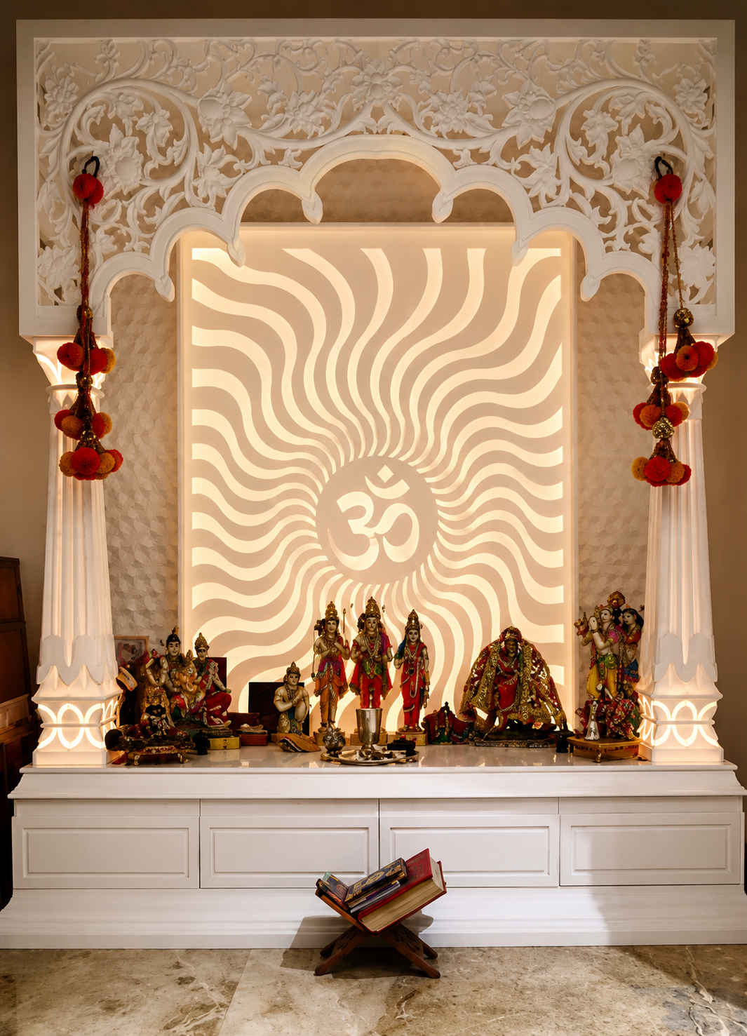 Luxury Carved Marble Temple Wall Panel