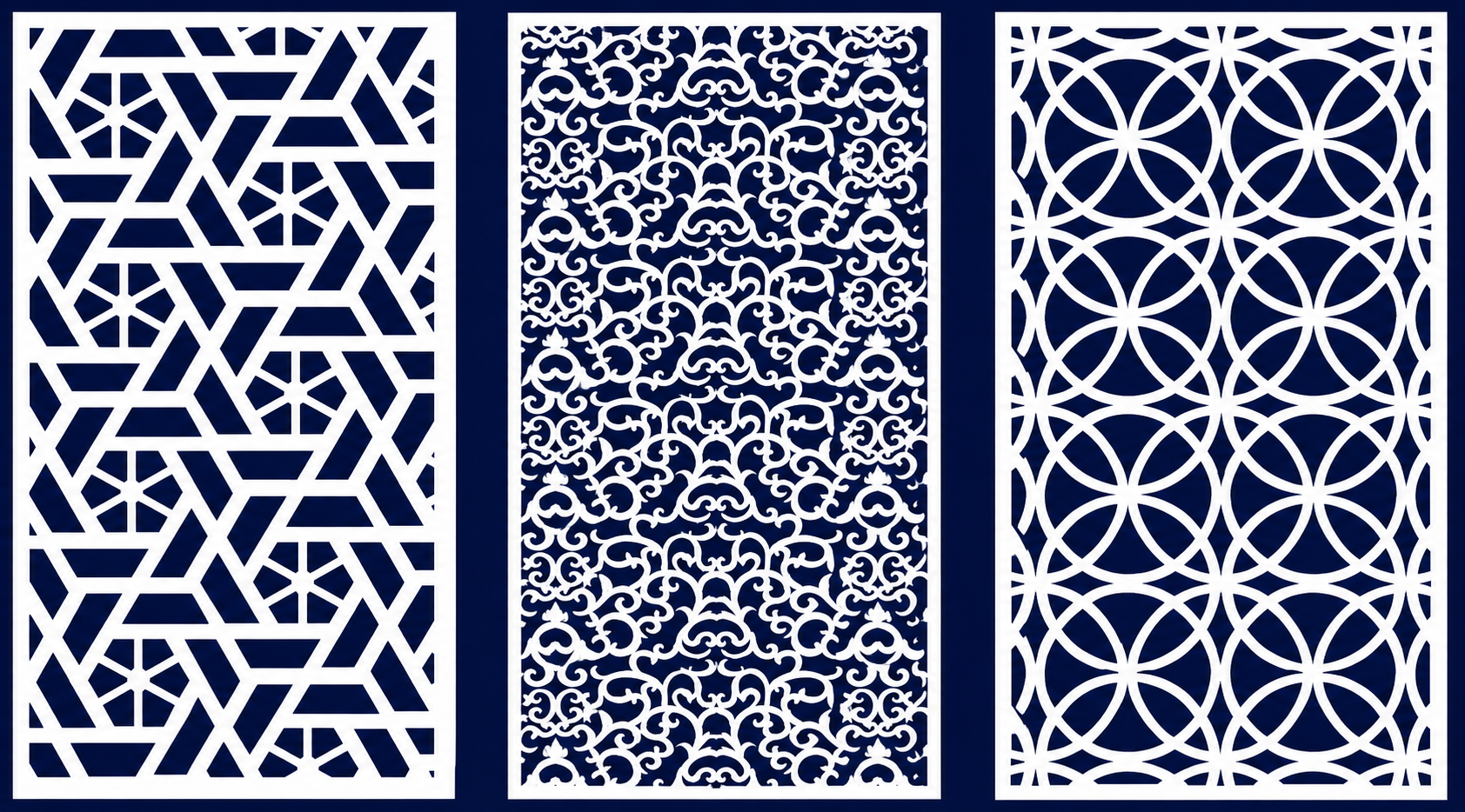 Modern Geometric & Scrollwork Jali Wall Panel Design