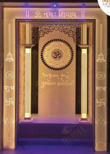 Unique Pillar  Corian Mandir  With Backlit