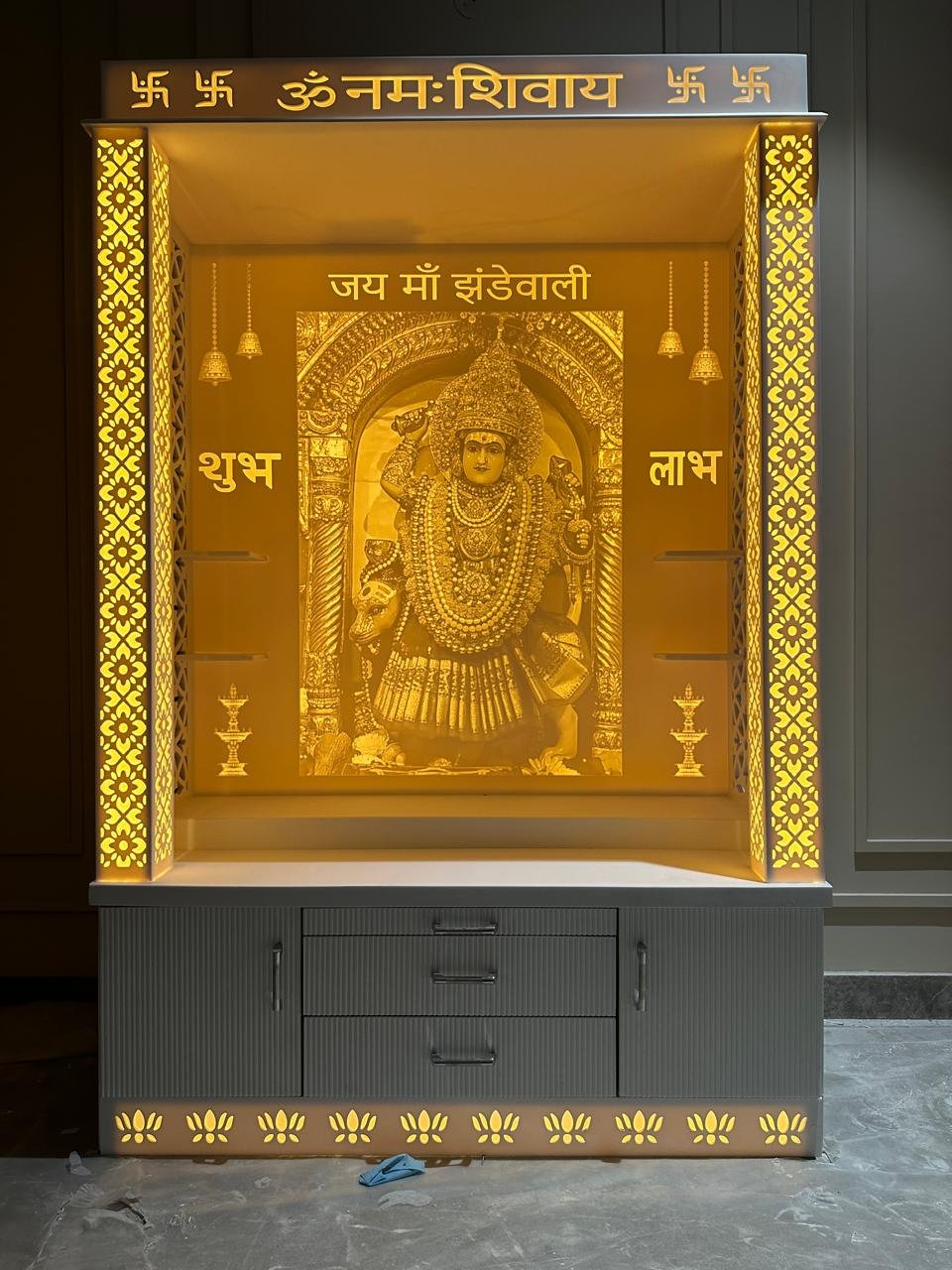 Custom made Corian Mandir